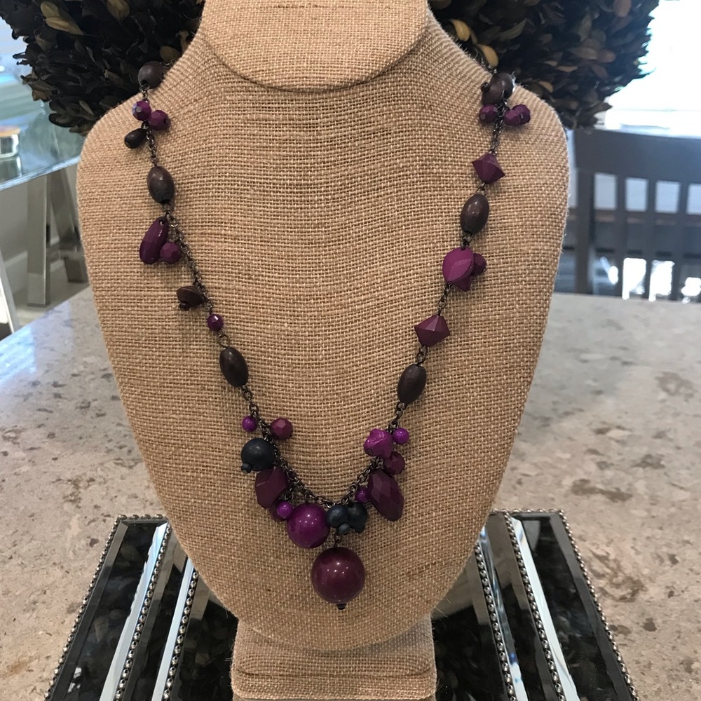 Premier Designs Necklace w/ Berry Colored Beads